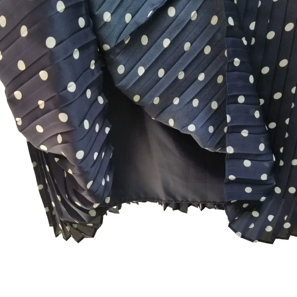 Alex Marie NWOT Navy Blue White POLKA DOT DRESS Sleeveless PLEATED Sz 1X $129 - Picture 7 of 12